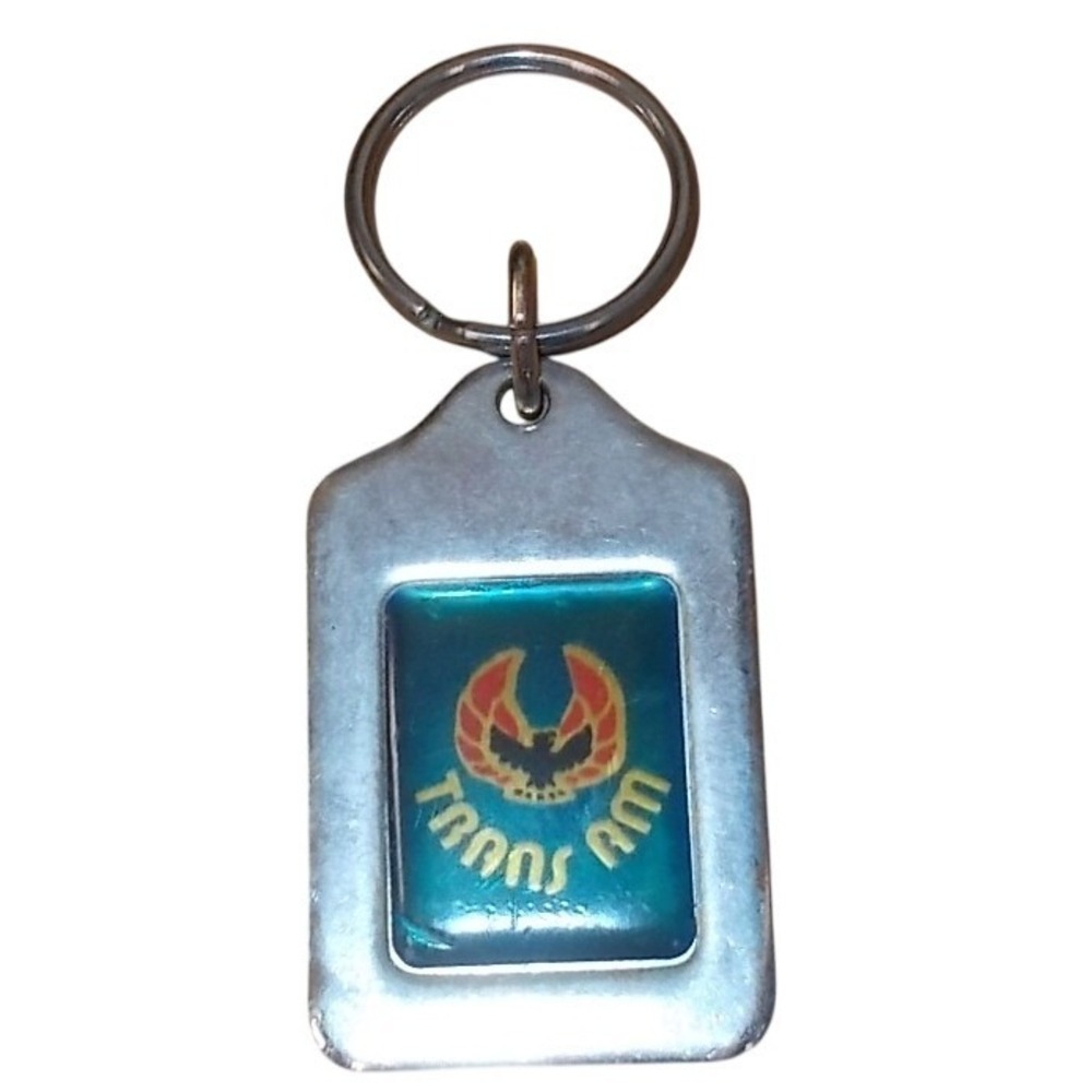 Vintage Pontiac Trans Am Keychain Firebird Screaming Chicken Logo Metal Fob Blue